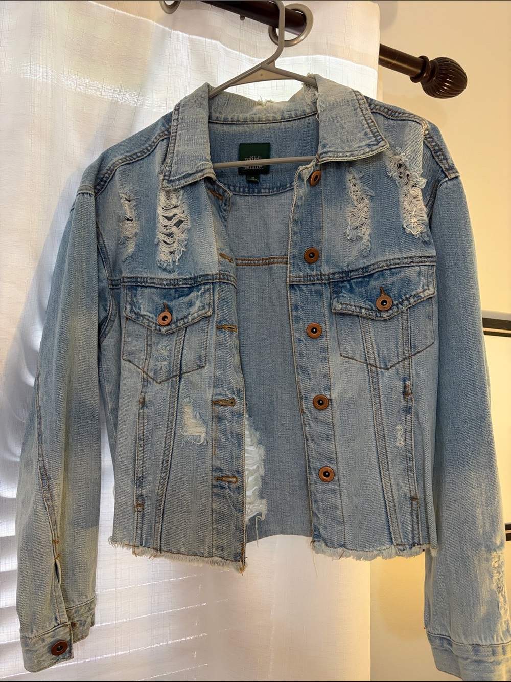 wild fable Light Blue Distressed Denim Jacket